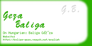 geza baliga business card